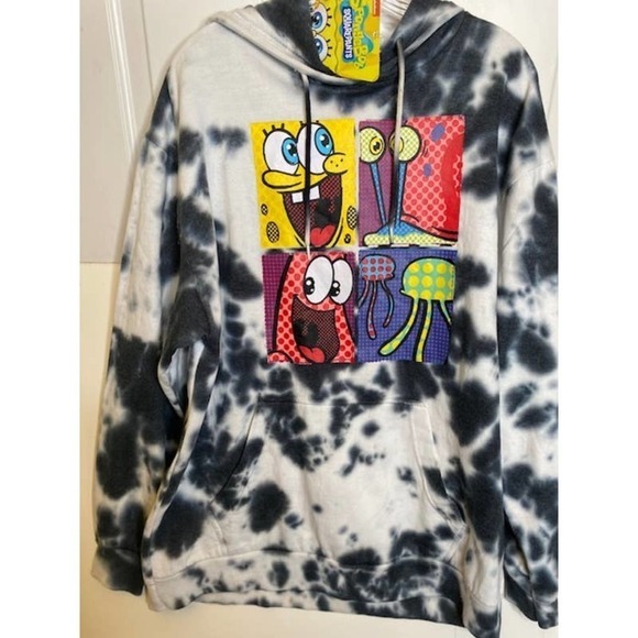 Spongebob Squarepants Tie Dye Hoodie Sweatshirt Nickelodeon Size Large NWTs - Picture 5 of 6